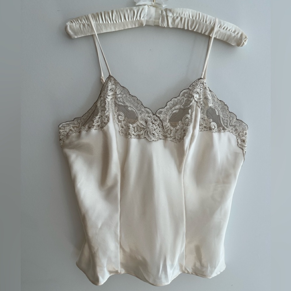 WONDERMAID Satin Camisole Adjustable Spaghetti Strap Lace Trim Lingerie Romantic